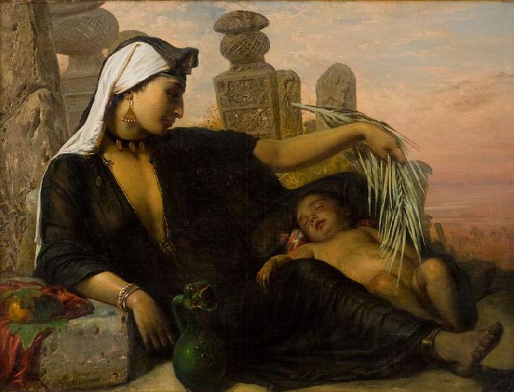Elisabeth Jerichau Baumann Egyptian Fellah woman with her child. China oil painting art